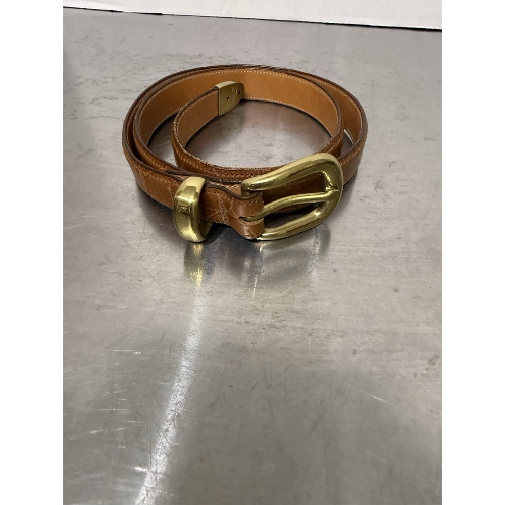 Vintage Zele Brown Leather Belt Size 32 Brass Buckle Genuine Leather Classic USA